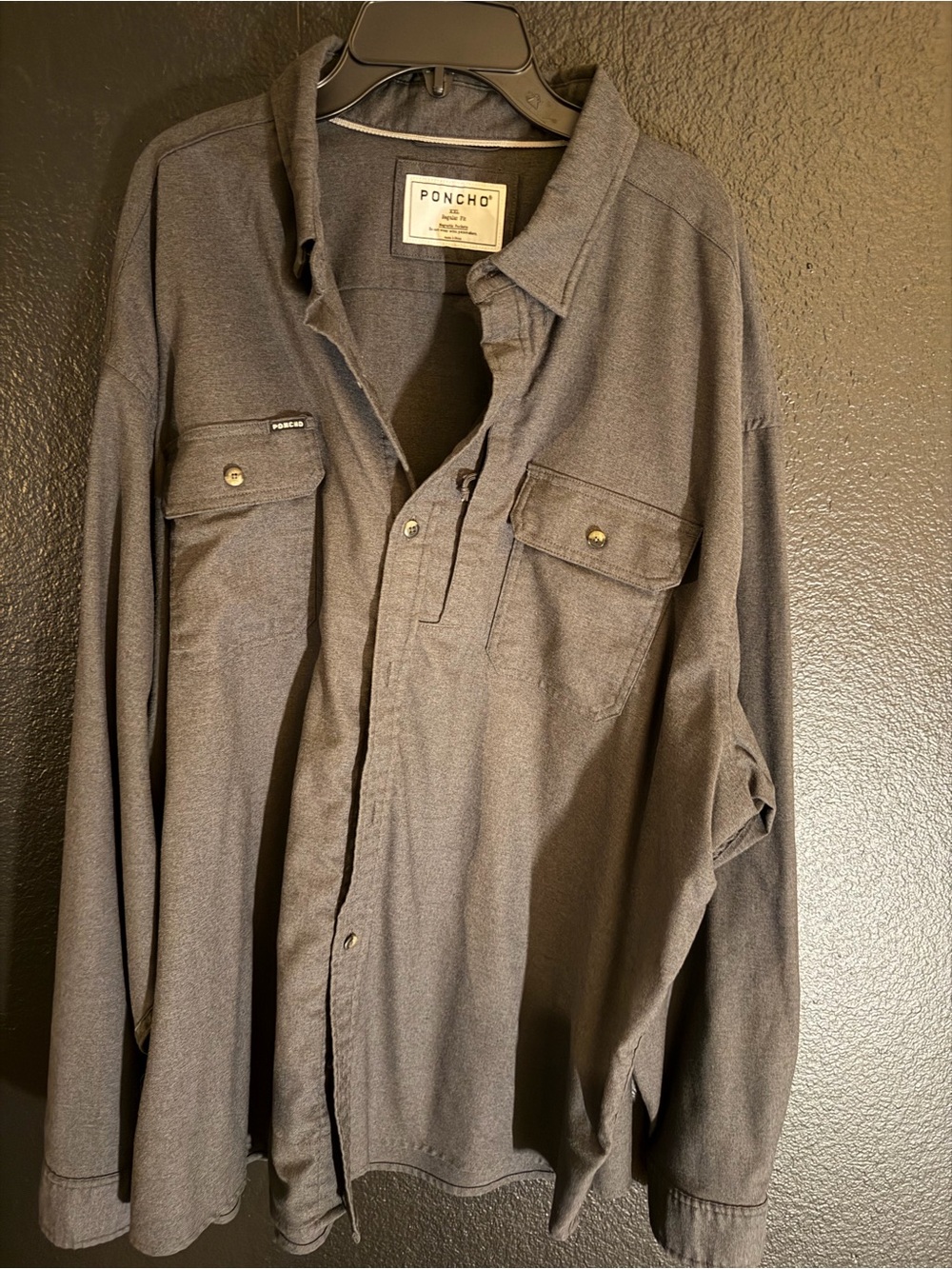Men's Long-Sleeve Flannel Button Shirt - Charcoal Gray